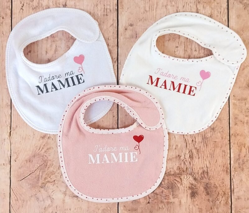 Bavoirs "J'adore ma mamie" lot de 3